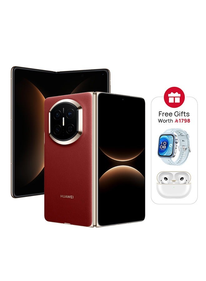 هواوي Mate X7 Dual SIM Nebula Red Foldable Smartphone 16GB RAM 512GB With Free HUAWEI WATCH FIT 4 Pro & HUAWEI FreeBuds Pro 4 - Middle East Version