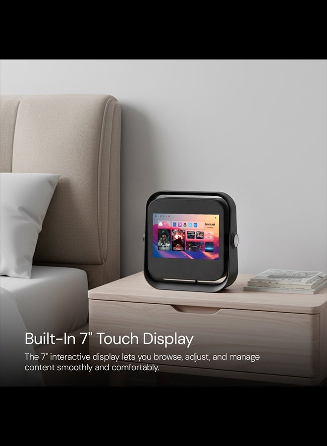 Wownect ORBIT 360 PRO TAB Projector 300 ANSI Lumens, Native 1080P, Android 12, 250-Inch Display, 7-Inch Touchscreen, Auto Focus And Keystone, WiFi 6, Bluetooth 5.1, AirPlay And Miracast, Portable Home Theater PROJ-WO-113-AN Black - Image 2