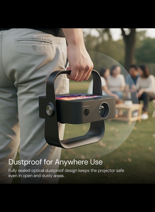 Wownect ORBIT 360 PRO TAB Projector 300 ANSI Lumens, Native 1080P, Android 12, 250-Inch Display, 7-Inch Touchscreen, Auto Focus And Keystone, WiFi 6, Bluetooth 5.1, AirPlay And Miracast, Portable Home Theater PROJ-WO-113-AN Black - Image 3