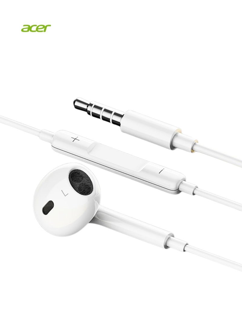 Acer OHW321 3.5mm Wired Earphones, Hi-Fi Stereo Noise Cancelling Headphones with Graphene Driver, Compatible with iPhone/Android/PC, for Music/Game/Call white - Image 1