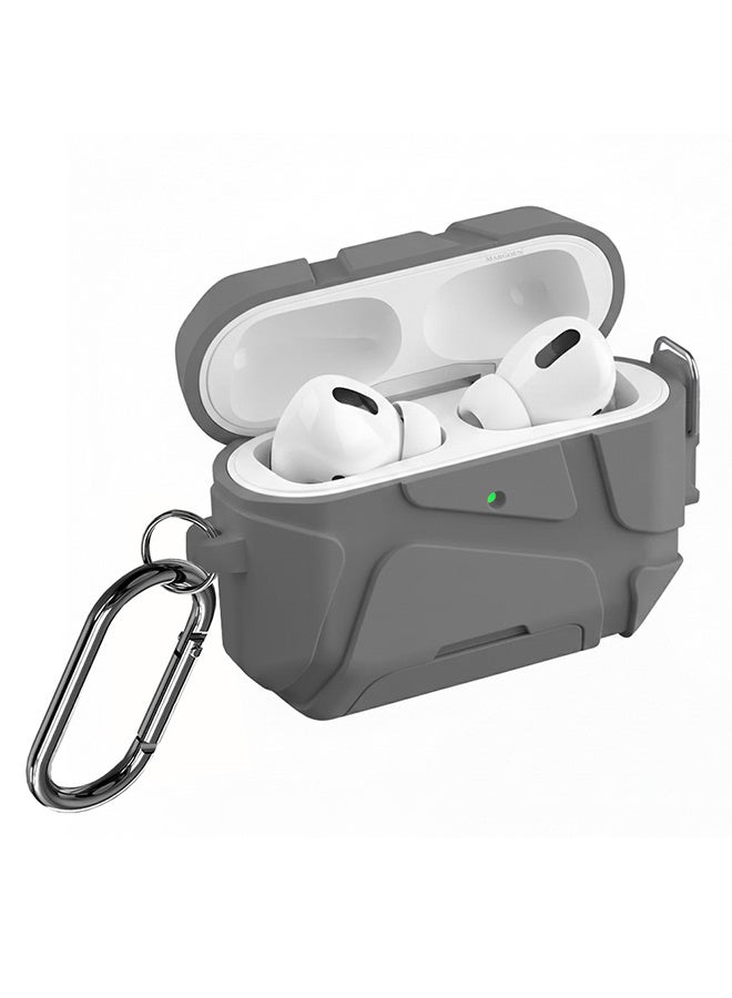 MARGOUN Heavy-Duty Protective Case for AirPods Pro 3 with Secure Lock, Keychain Clip and LED Window grey - Image 1