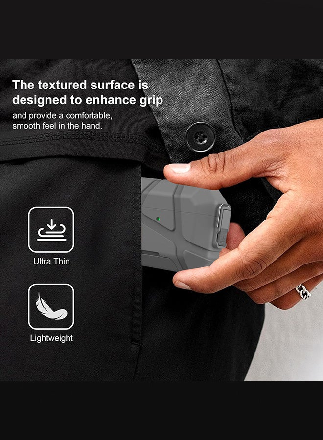 MARGOUN Heavy-Duty Protective Case for AirPods Pro 3 with Secure Lock, Keychain Clip and LED Window grey - Image 3