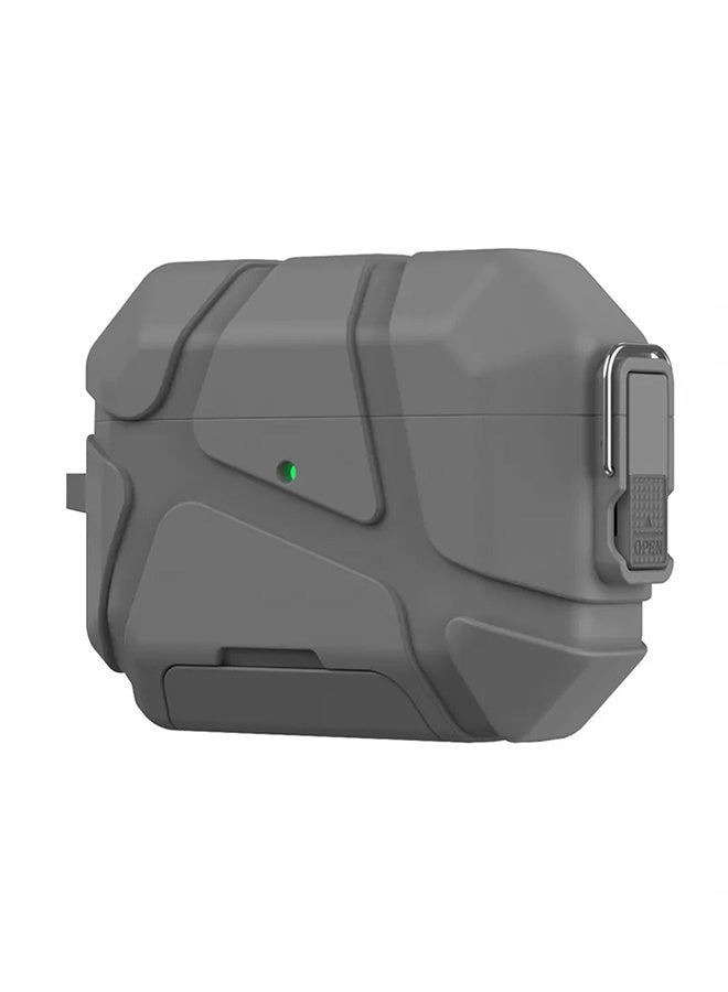 MARGOUN Heavy-Duty Protective Case for AirPods Pro 3 with Secure Lock, Keychain Clip and LED Window grey - Image 5