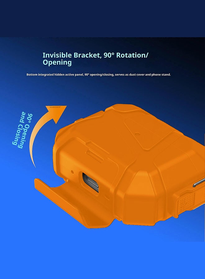 MARGOUN Heavy-Duty Protective Case for AirPods Pro 3 with Secure Lock, Keychain Clip and LED Window orange - Image 2