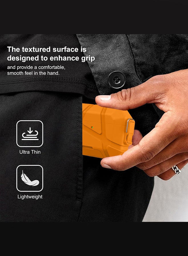 MARGOUN Heavy-Duty Protective Case for AirPods Pro 3 with Secure Lock, Keychain Clip and LED Window orange - Image 3