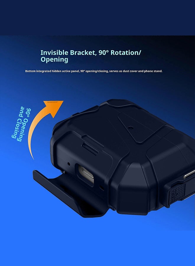 MARGOUN Heavy-Duty Protective Case for AirPods Pro 3 with Secure Lock, Keychain Clip and LED Window blue - Image 2