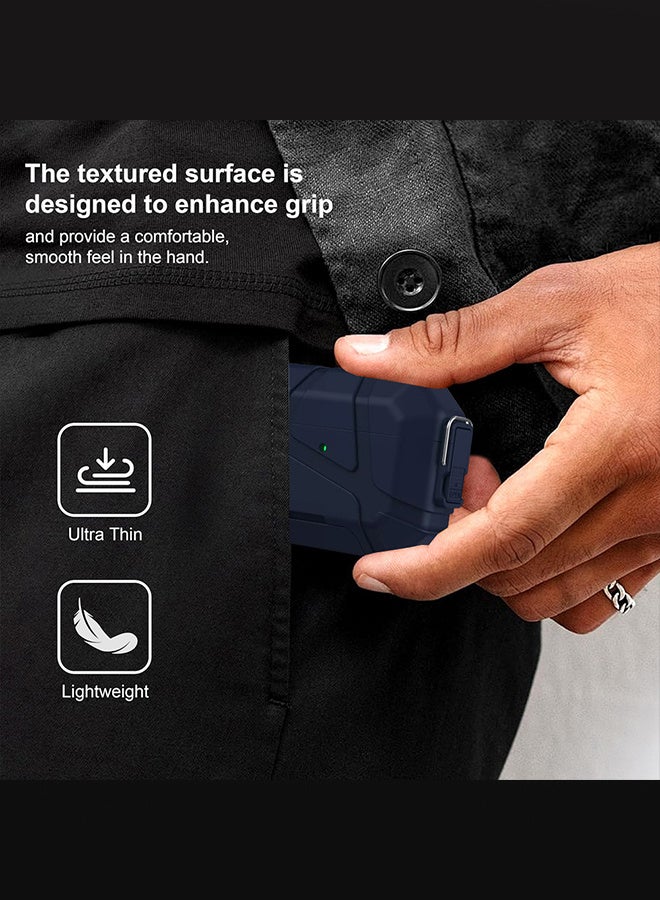 MARGOUN Heavy-Duty Protective Case for AirPods Pro 3 with Secure Lock, Keychain Clip and LED Window blue - Image 3