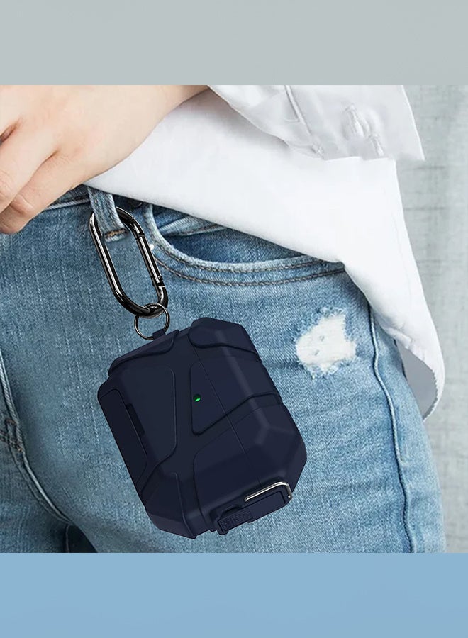 MARGOUN Heavy-Duty Protective Case for AirPods Pro 3 with Secure Lock, Keychain Clip and LED Window blue - Image 4