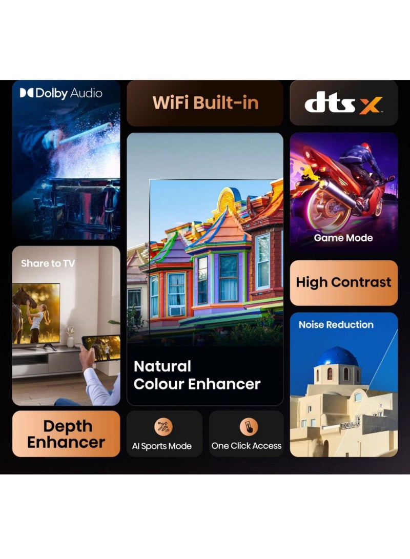 هايسنس تلفاز ذكي 75 بوصة A6Q UHD 4K 60Hz للترفيه المنزلي وغرفة المعيشة | تلفاز Hisense UHD VIDAA الذكي، HDMI، USB، واي فاي، بلوتوث، HLG، محسن AI 4K، رؤية دولبي وصوت، شريط الألعاب، التحكم الصوتي | نموذج UHD 2025 - Image 2