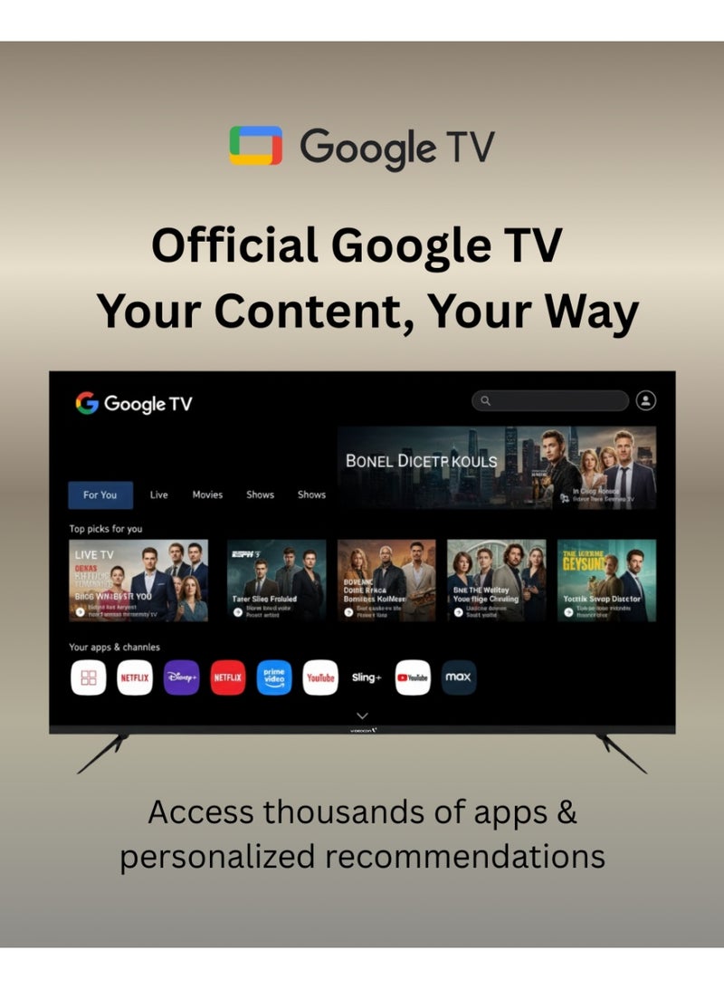 فيديوكون 75-Inch Edgeless QLED 4K UHD Google Smart TV | A+ Grade Panel | Google Assistant Voice Remote | Dolby Audio | Bluetooth | Free Wall Mount - E75QLGT1100 Black - Image 4