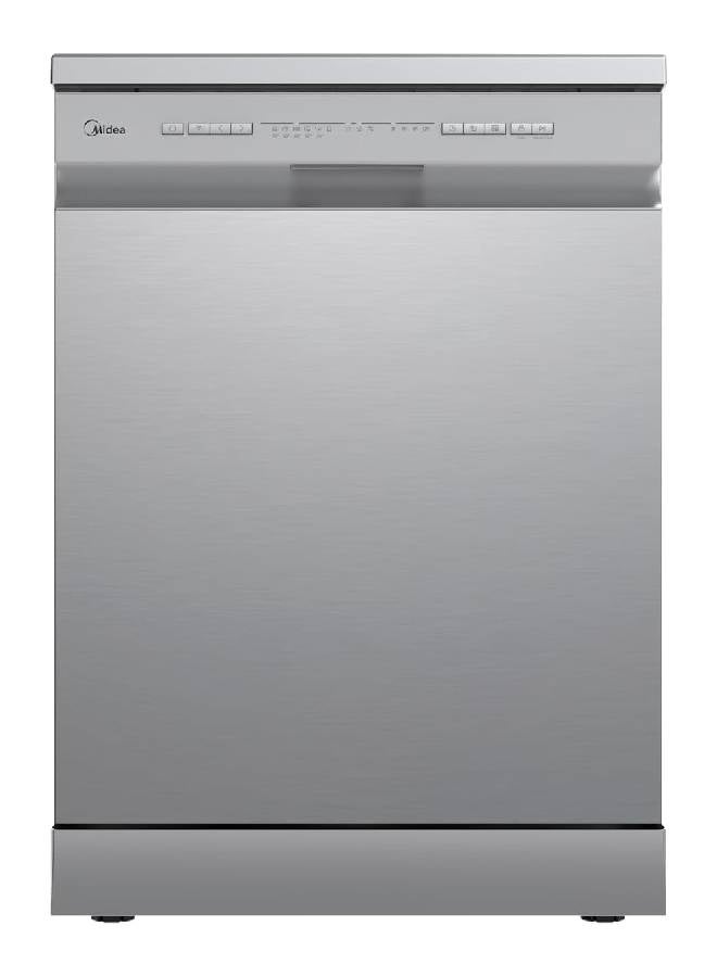 مديا Midea Dishwasher MDWPF1333C(S)-W-EG, WIFI, Anti-bacterial filter, Adjustable Upper rack, Delay timer, Half load, rinse aid, water leakage protection, 13 Place sets, Silver 13 L 220 W 6221284015861 silver - Image 1