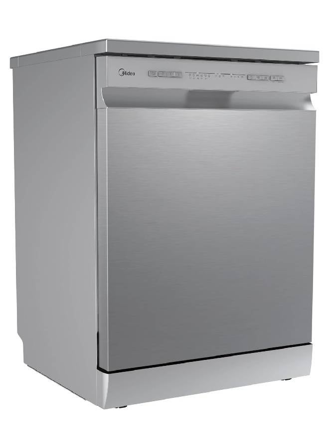 مديا Midea Dishwasher MDWPF1333C(S)-W-EG, WIFI, Anti-bacterial filter, Adjustable Upper rack, Delay timer, Half load, rinse aid, water leakage protection, 13 Place sets, Silver 13 L 220 W 6221284015861 silver - Image 2