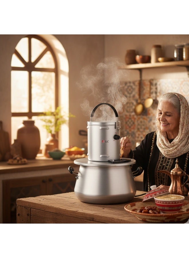 دي إل سي  صانع الهريس والجريش والكُسْكُس الكهربائي، سعة 10 لترات، تصميم وعاء كبير، فضي، 500 وات – موديل DLC-8013 - Image 2