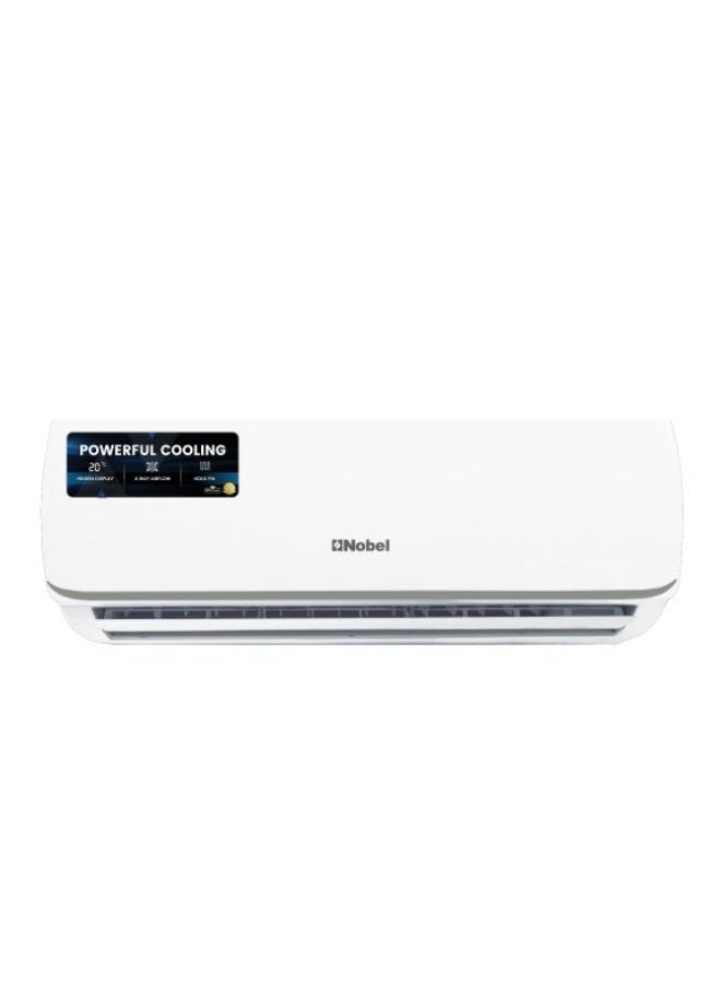 Nobel Split Air Conditioner 1 Ton 12300 BTU T3 Cooling, Rotary Compressor, Gold Fins, 4-Way Airflow, Auto Restart – (1 Year Warranty) 1900 W NSAC12T3 White