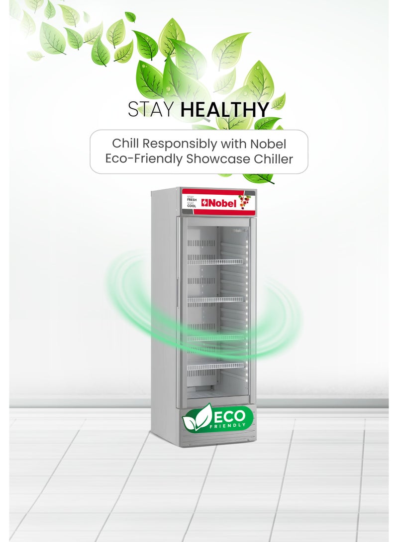 نوبل ثلاجة عرض بباب واحد بدون صقيع سعة 325 لتر إجمالي / 298 لتر صافي، ثلاجة تبريد مع شاشة LED وقفل وعجلات - (ضمان سنة واحدة) - Image 5