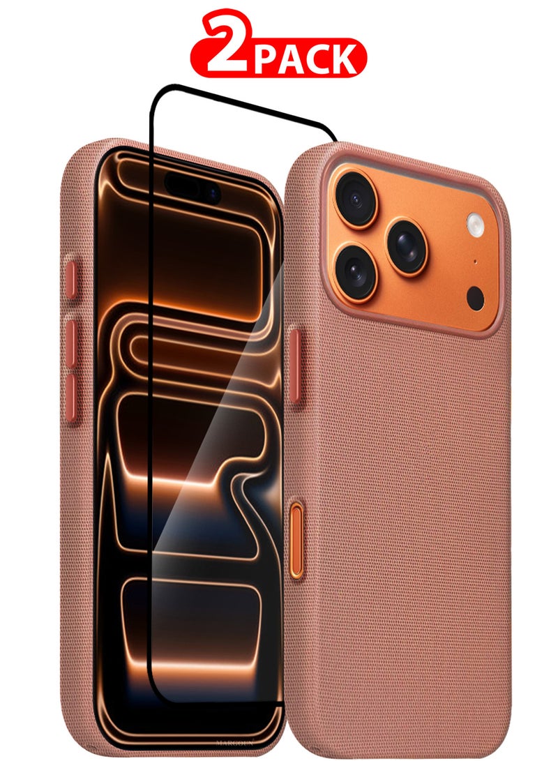 مارجون حافظة حماية تقنية منسوجة لجهاز آيفون 17 برو ماكس - خفيفة الوزن وملائمة نحيفة مع واقي شاشة ثلاثي الأبعاد - - Image 1