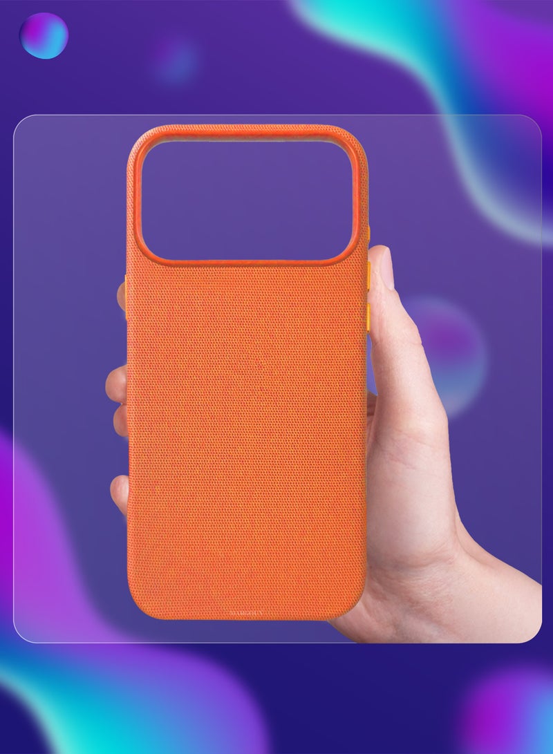 MARGOUN iPhone 17 Pro Max Tech Woven Protective Case – Lightweight Slim Fit with Enhanced Grip - Cosmic Orange - Image 5