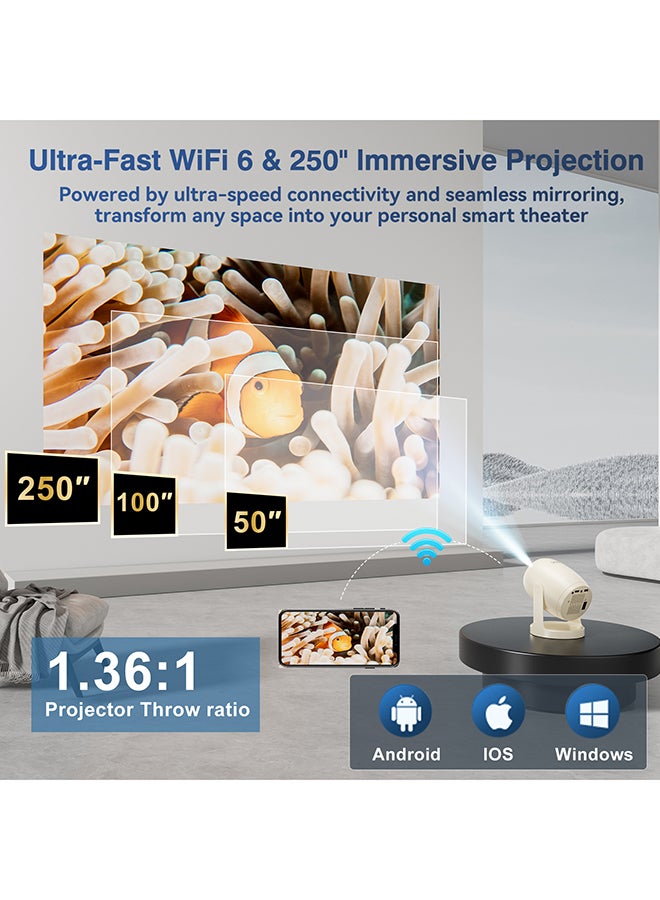 AOC Mini Projector with WiFi6 and BT 5.0,Portable Projector 4K Support & HD 720P, 230 ANSI Auto Keystone Correction,Android 12.0,360° Rotatable Projectors,8000+ Apps,40-250 Screen Video Projectors XL2-2A0 Nano6 - Image 4