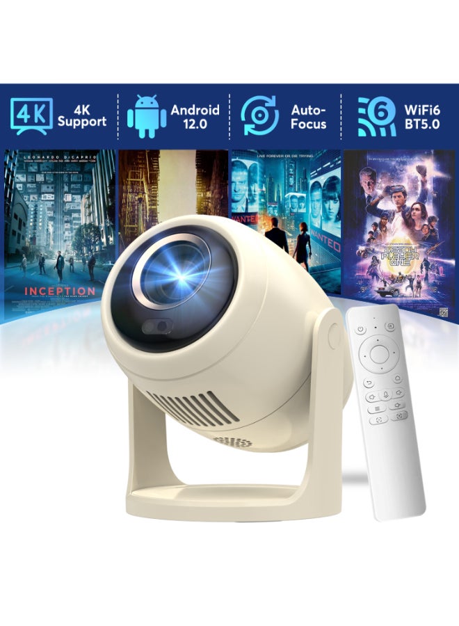 AOC Mini Projector with WiFi6 and BT 5.0,Portable Projector 4K Support & HD 720P, 230 ANSI Auto Keystone Correction,Android 12.0,360° Rotatable Projectors,8000+ Apps,40-250 Screen Video Projectors XL2-2A0 Nano6 - Image 1