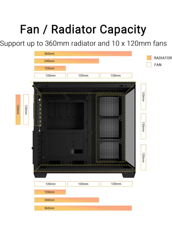 ASUS Case Asus A32 PLUS TG ARGB( 4 fan +360 )90DC00S0-B19000 microATX case Black - Image 5