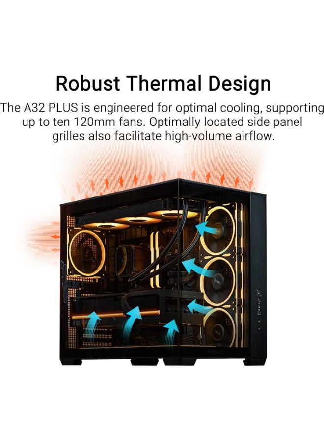 ASUS Case Asus A32 PLUS TG ARGB( 4 fan +360 )90DC00S0-B19000 microATX case Black - Image 3