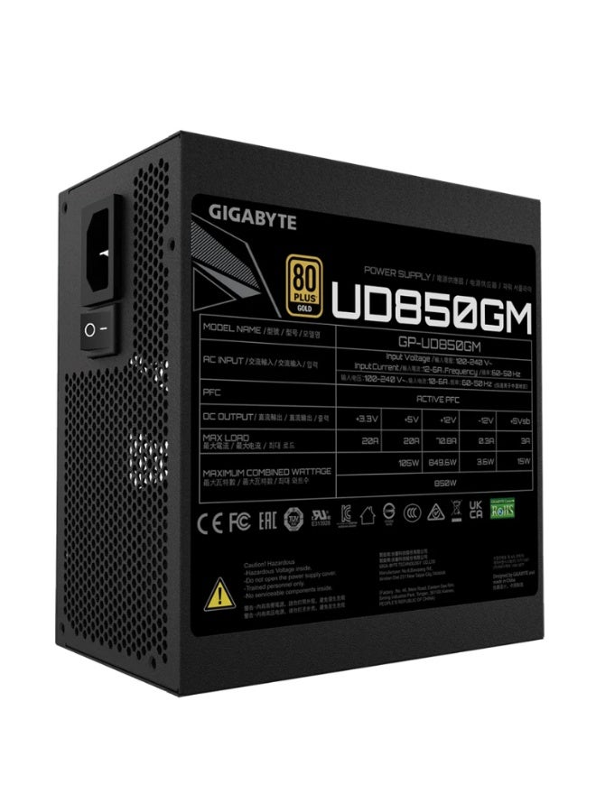 جيجابايت مزود طاقة جيجابايت - GP UD850GM PG5 V2 - 80+ ذهبية - 850 واط V2 - أسود - Image 4