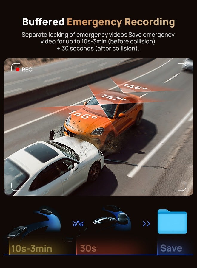 70mai 4K 3 Channel T800-2 Dash Cam, Car Camera with Free 256GB Card, STARVIS 2 IMX678, HDR Night Vision, WiFi 6, 4G LTE, ADAS, 24H Parking Mode, Supercapacitor Max Support 512G - Image 5