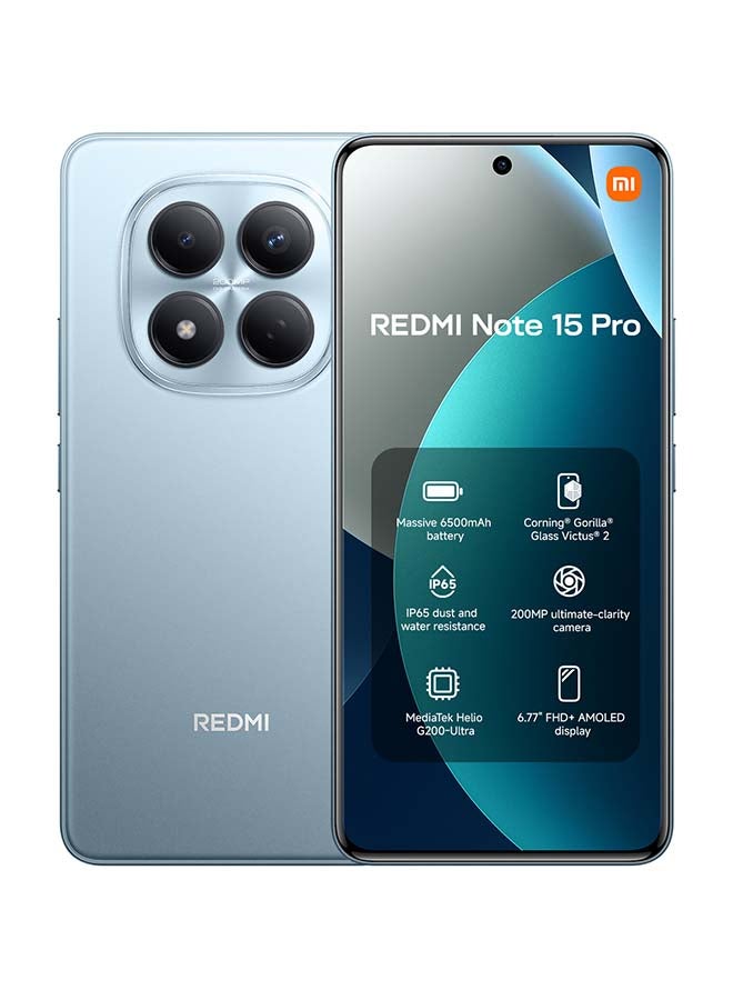 Xiaomi Redmi Note 15 Pro Dual SIM 4G Glacier Blue 8G RAM 256GB with 2 Pin adaptor - Global Version - Image 1
