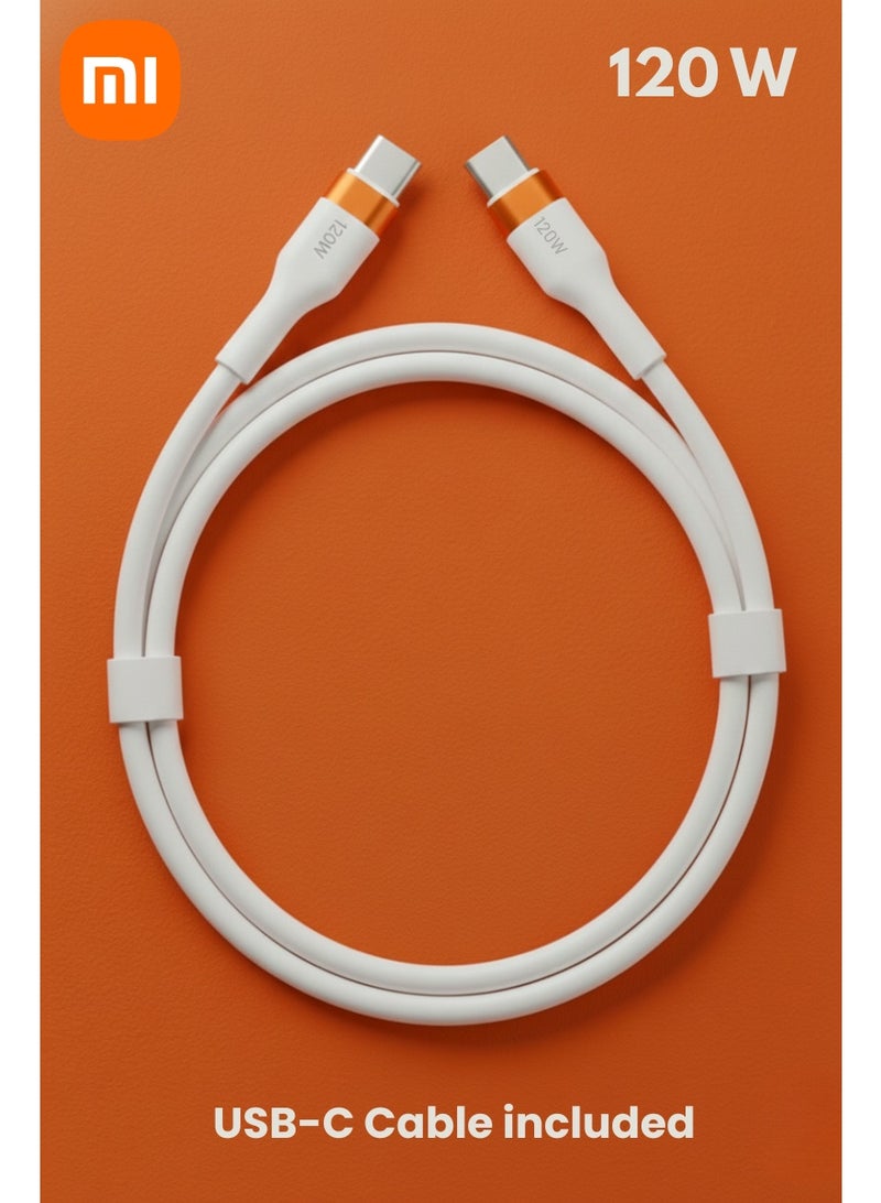 شاومي شاحن 120 واط GaN فائق السرعة، 2 × USB-C و 1 × USB-A، محول سفر مدمج عالي السرعة يتميز بالأمان الذكي وأداء كفاءة الحرارة للأجهزة المحمولة/الأجهزة اللوحية/الكمبيوترات المحمولة، كابل USB-C إلى USB-C 120 واط متضمن - Image 3