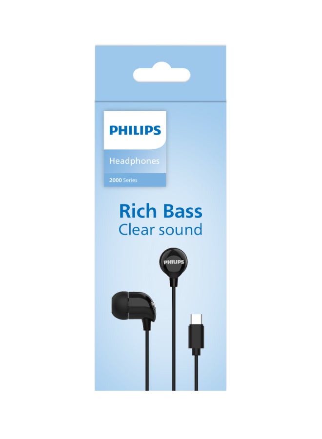 Philips TAE2146BK Wired USB-C In-Ear Earphones – High-Fidelity Audio, Tangle-Free Cable, Modern USB-C Connectivity Black - Image 4