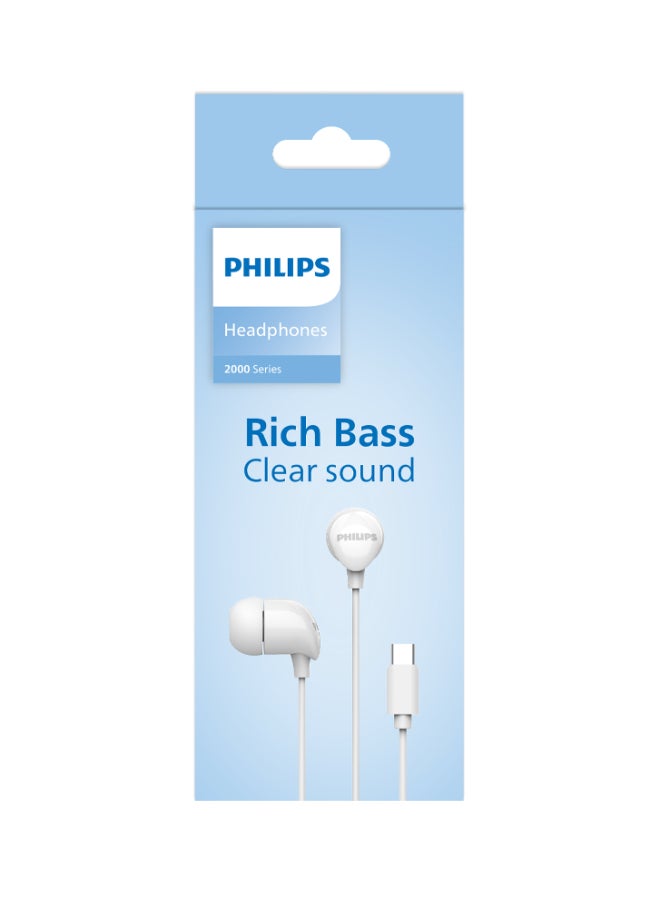 Philips TAE2146WT Wired USB-C In-Ear Earphones – Premium Sound Clarity, Ultra-Comfort Fit, Sleek White Finish White - Image 4