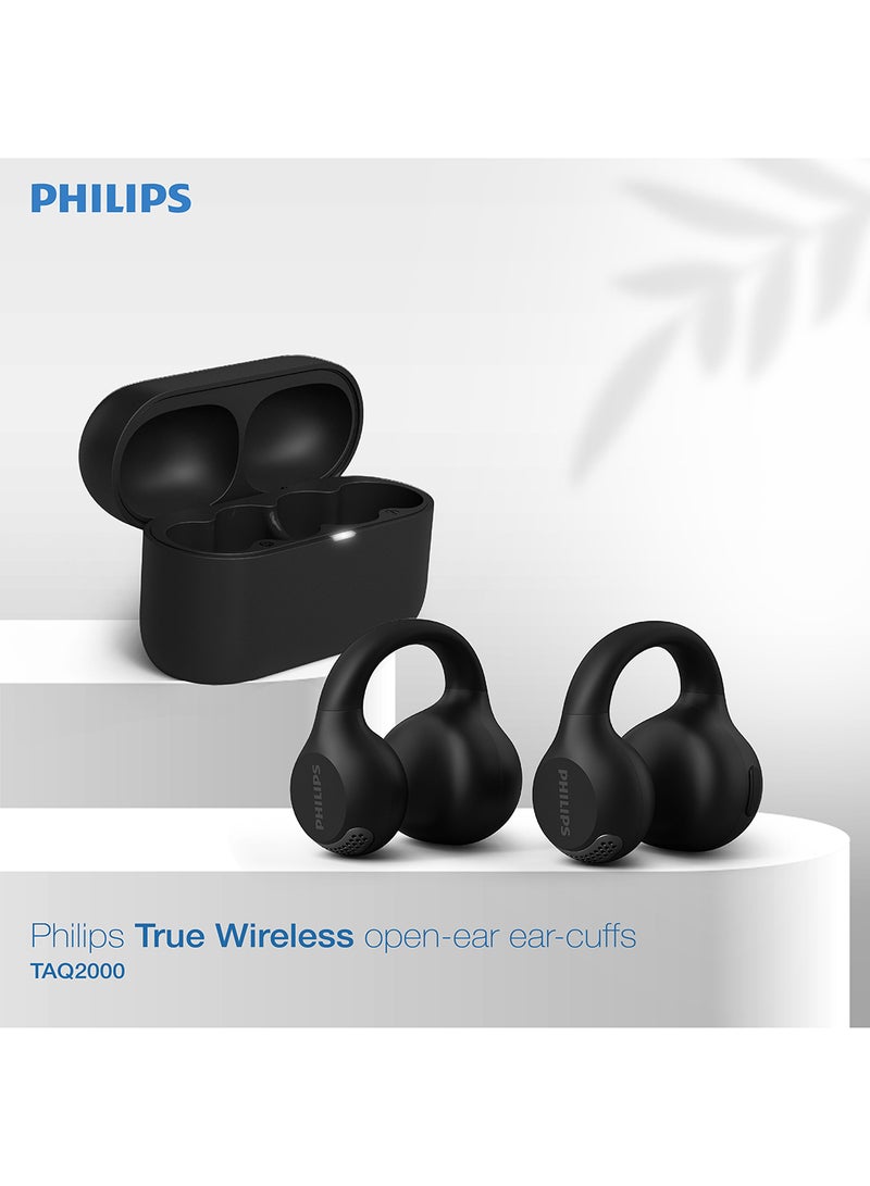 Philips TAQ2000BK Open-Ear True Wireless Earbuds – Ultra-Light Design, Awareness-Safe Listening, Premium Comfort Black - Image 1