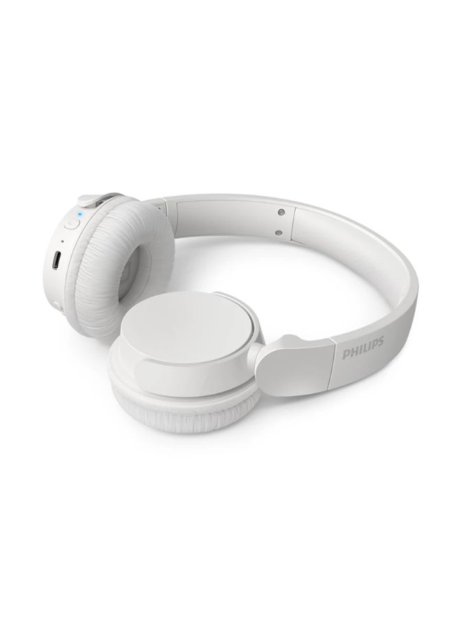 Philips TAH4209WT Wireless On-Ear Headphones – Elegant Foldable Design, Clear Balanced Audio White - Image 2