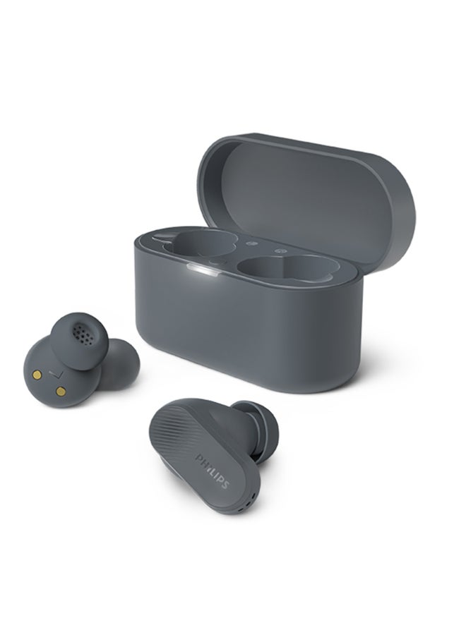 Philips TAT3509GY True Wireless Earbuds – Elegant Grey Finish, Secure Ergonomic Fit, Enhanced Audio Clarity Grey - Image 1