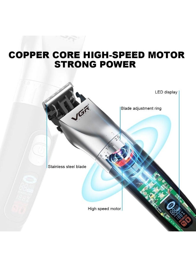 VGR Hair Clippers, Professional Hair Cutting Kit for Men, USB Cord/Cordless Rechargeable Hair Trimmer Set with LED Display, Model V-069 - Image 5