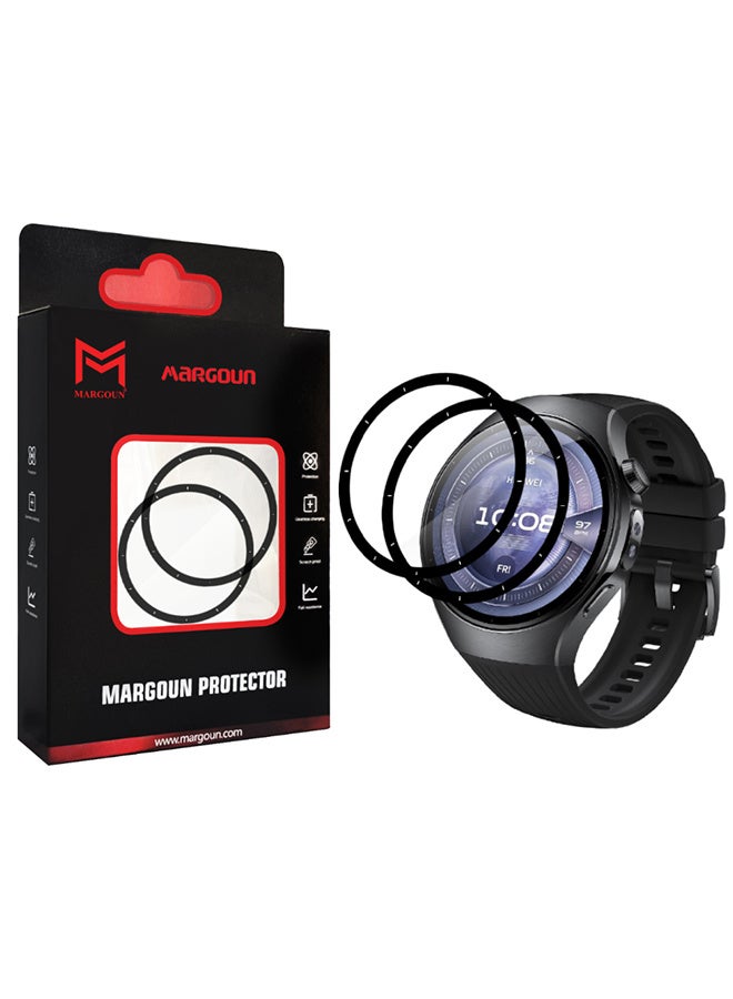 مارجون 2 Pieces PMMA Clear Screen Protector for Huawei Watch 5 46mm - Ultra Thin Scratch Resistant Protective Film Clear Side Black-2 - Image 1