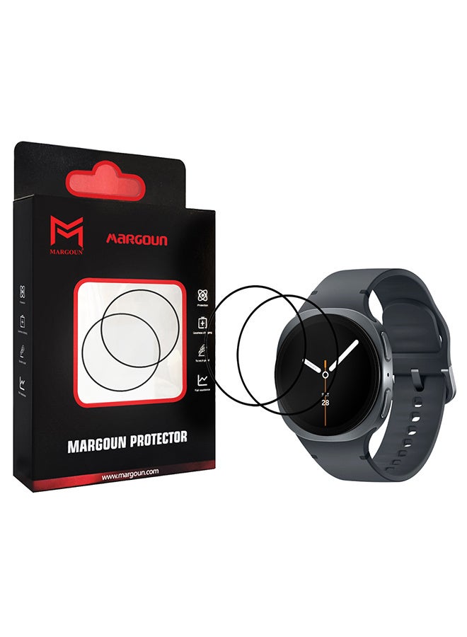مارجون 2 Pieces PMMA Clear Screen Protector for Samsung Watch 8 44mm - Ultra Thin Scratch Resistant Protective Film Clear Side Black-2 - Image 1