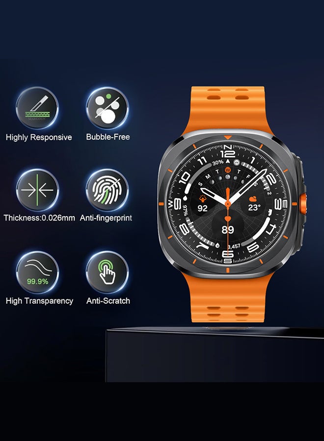 مارجون 2 Pieces PMMA Clear Screen Protector for Samsung Watch 8 Ultra - Ultra Thin Scratch Resistant Protective Film Clear-2 - Image 5