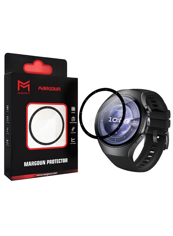 مارجون PMMA Clear Screen Protector for Huawei Watch 5 46mm - Ultra Thin Scratch Resistant Protective Film Clear Side Black-1 - Image 1