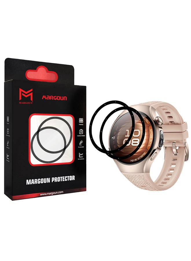 مارجون 2 Pieces PMMA Clear Screen Protector for Huawei Watch 5 42mm -Ultra Thin Scratch Resistant Protective Film Clear Side Black-2 - Image 1