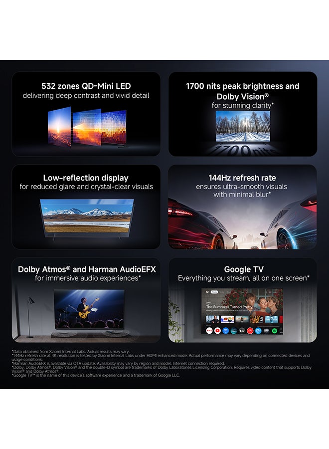 Xiaomi TV S Pro Mini LED 65" 2026 | QD-Mini LED Dispaly| 4K UHD | 144Hz refresh rate | Dolby Audio & Atmos, Google TV |Low-reflection display ELA6322GL Black - Image 2