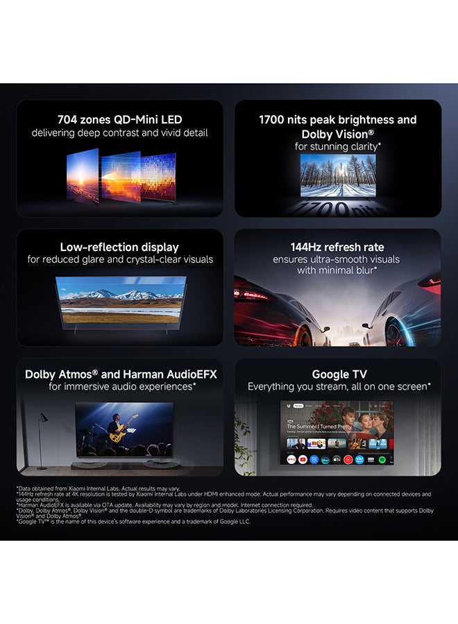 Xiaomi TV S Pro Mini LED 75" 2026 | QD-Mini LED Dispaly| 4K UHD | 144Hz refresh rate | Dolby Audio & Atmos, Google TV |Low-reflection display ELA6340GL Black - Image 2