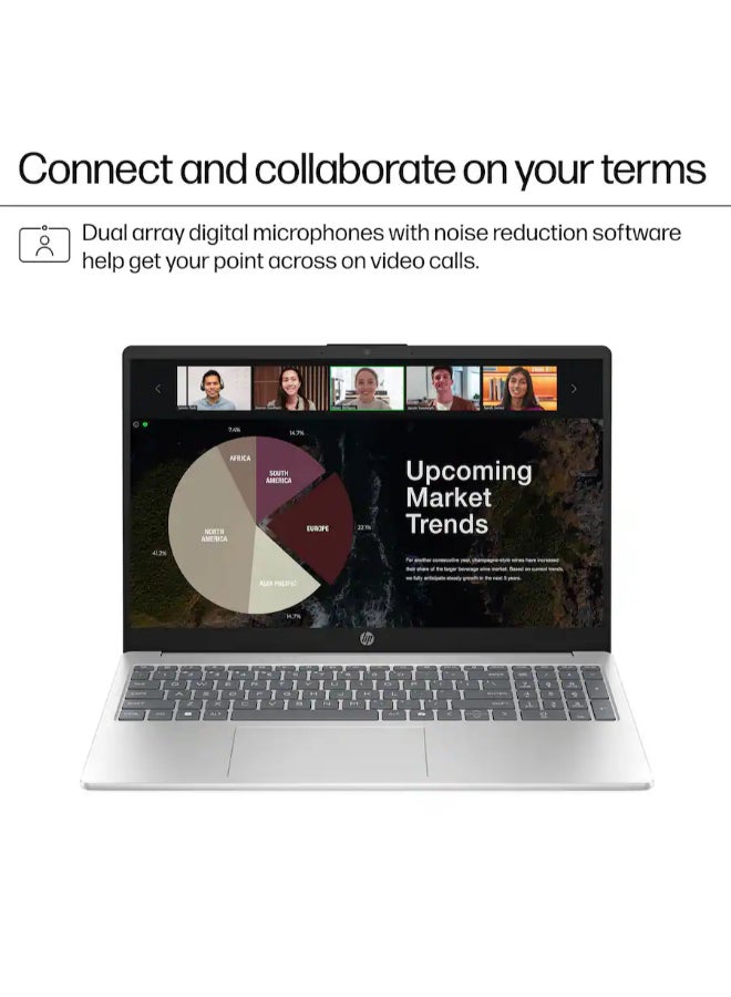 HP 15-fc0146dx Laptop, 15.6" FHD Touch Display, AMD Ryzen 5 7520U, 8GB RAM, 512GB SSD, AMD Radeon Graphics, English Keyboard, Windows 11 Home English Natural Silver - Image 5