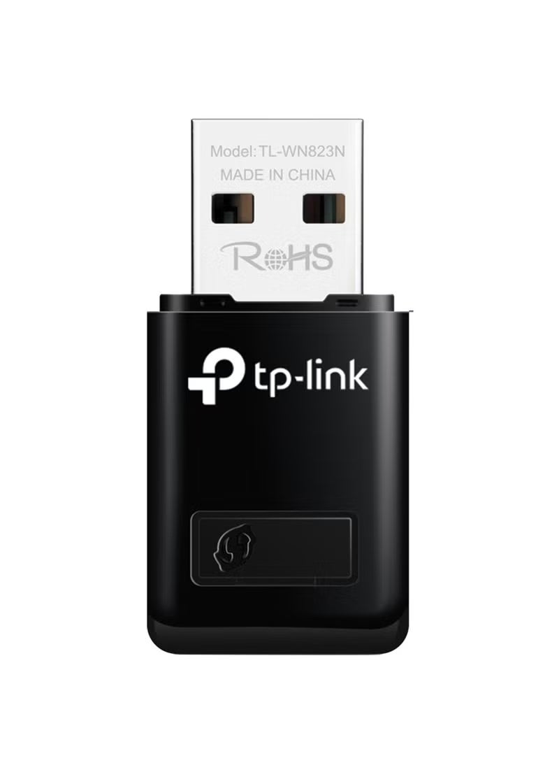 TP-LINK TL-WN823N N300 Mini USB Wireless WiFi Network Adapter for PC/Laptop, Easy Setup, Supports Windows 10/8.1/8/7/XP, Mac OS X, Linux Black - Image 1