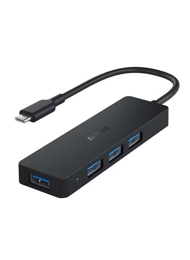 Aukey Unity Slim C 4-In-1 4-Port USB 3.0 Type-C Hub Black Black - Image 1