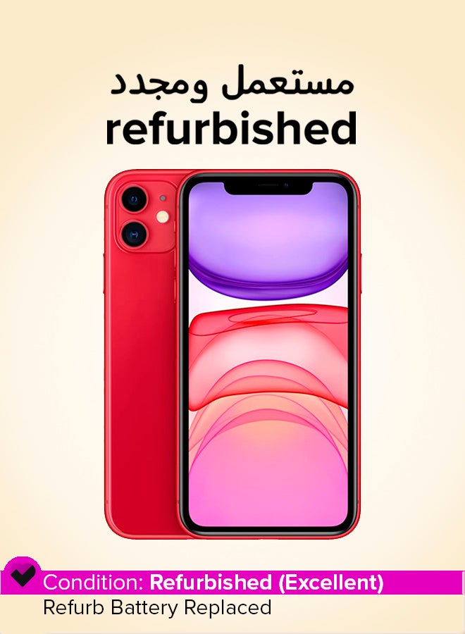 ابل  Refurbished - iPhone 11 64GB Red 4G With Facetime - International Version - Image 1
