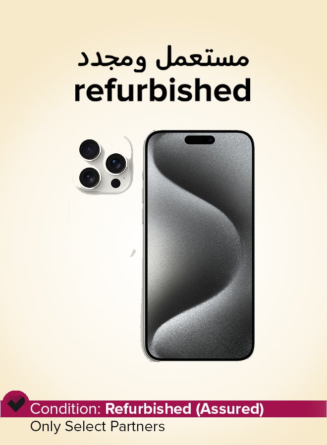 ابل  Refurbished - iPhone 15 Pro Max 256GB White Titanium 5G With Facetime - International Version - Image 1