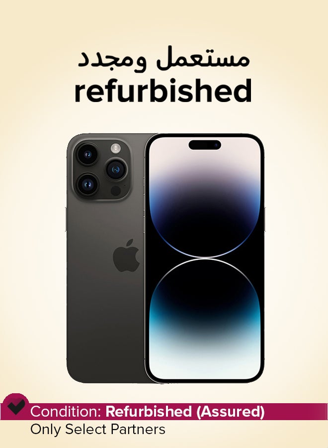 ابل  مجدد - آيفون 14 برو 256 جيجابايت أسود فضائي 5G مع فيس تايم - Image 1