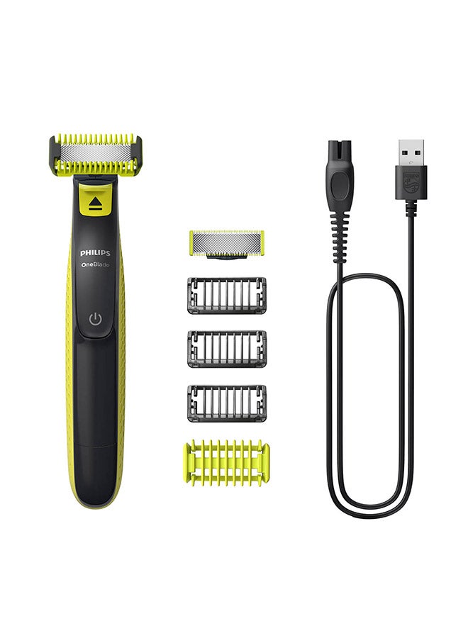 فيليبس ون بليد للوجه والجسم | شفرة مزدوجة الجوانب | تقنية ون بليد الفريدة | 45 دقيقة بدون سلك | مقاوم للماء | ماكينة حلاقة وتقليم اللحية الكهربائية | مشط جسم قابل للتثبيت - QP2824/20 - Image 1