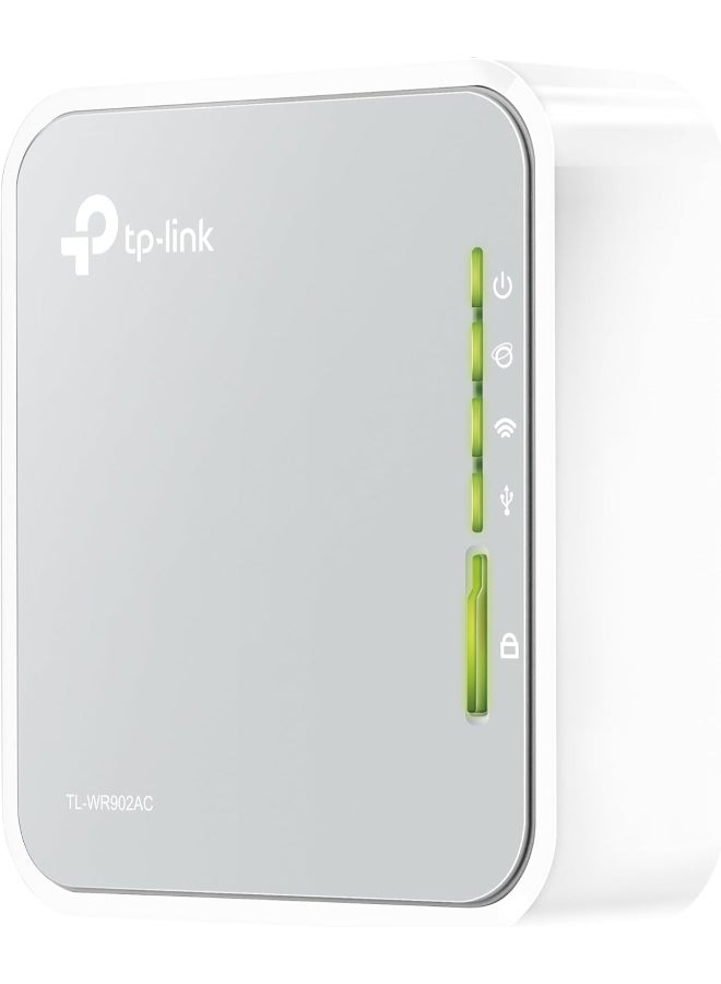 تي بي لينك TL-WR902AC AC750 WLAN Nano Router (433Mbps (5GHz) +300Mbps (2.4GHz) (Portable, Access Point, TV Adapter, Repeater, Router, Client, Media, FTP Server), White/Grey White,Grey - Image 3